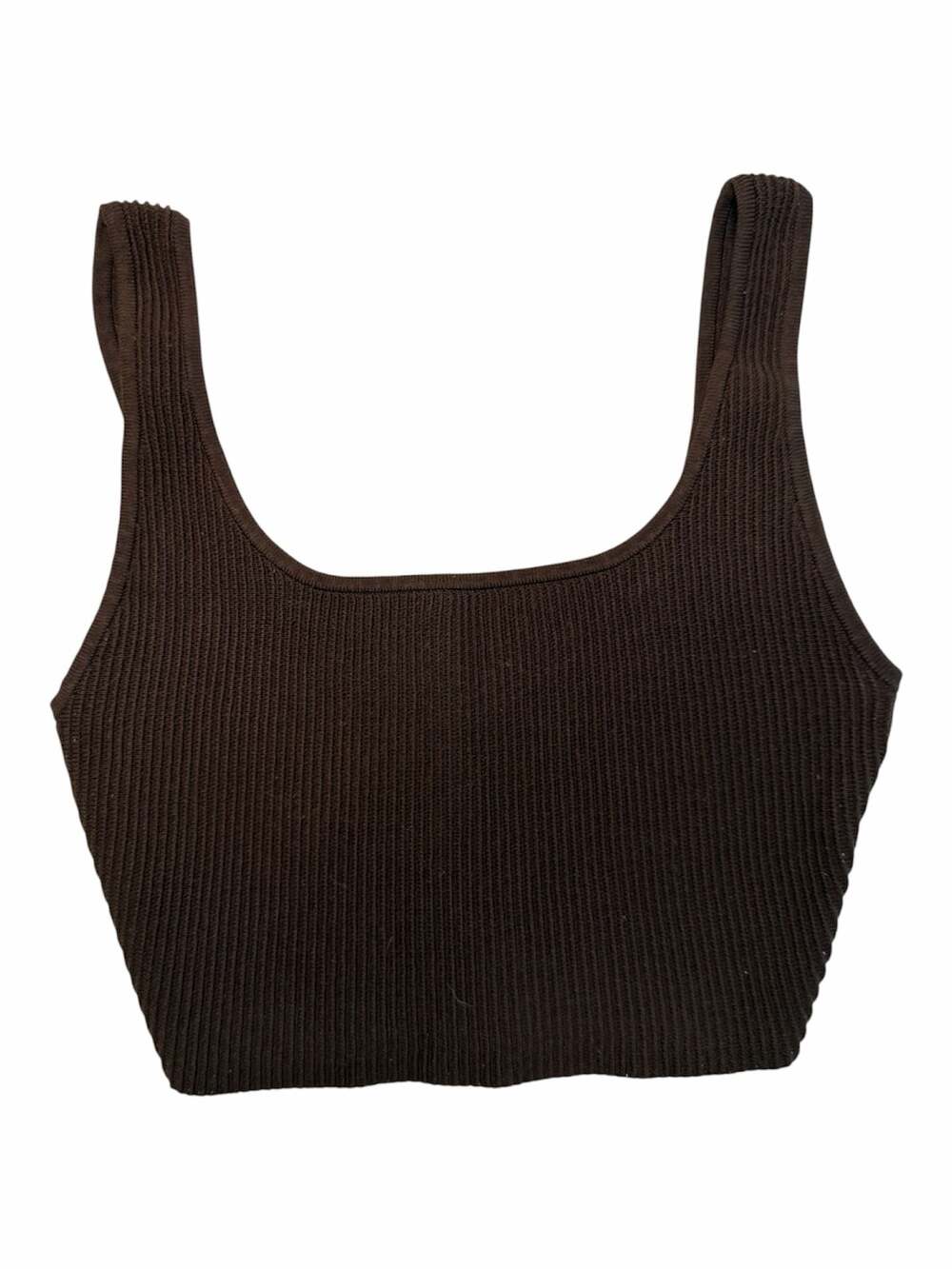 Babaton Sculpt Knit Squareneck Cropped Tank Brown XS